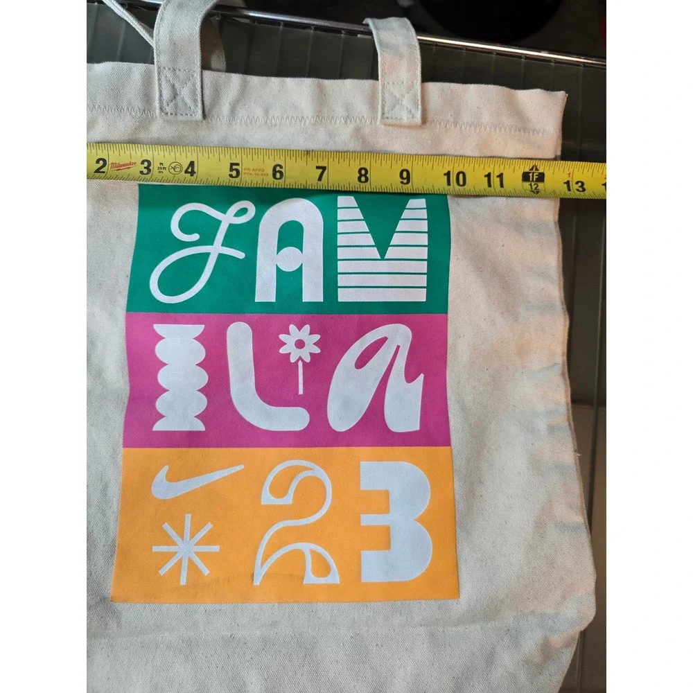 NIKE Family 23 Canvas Tote Bag Green Pink‎ Orange Graphic Print